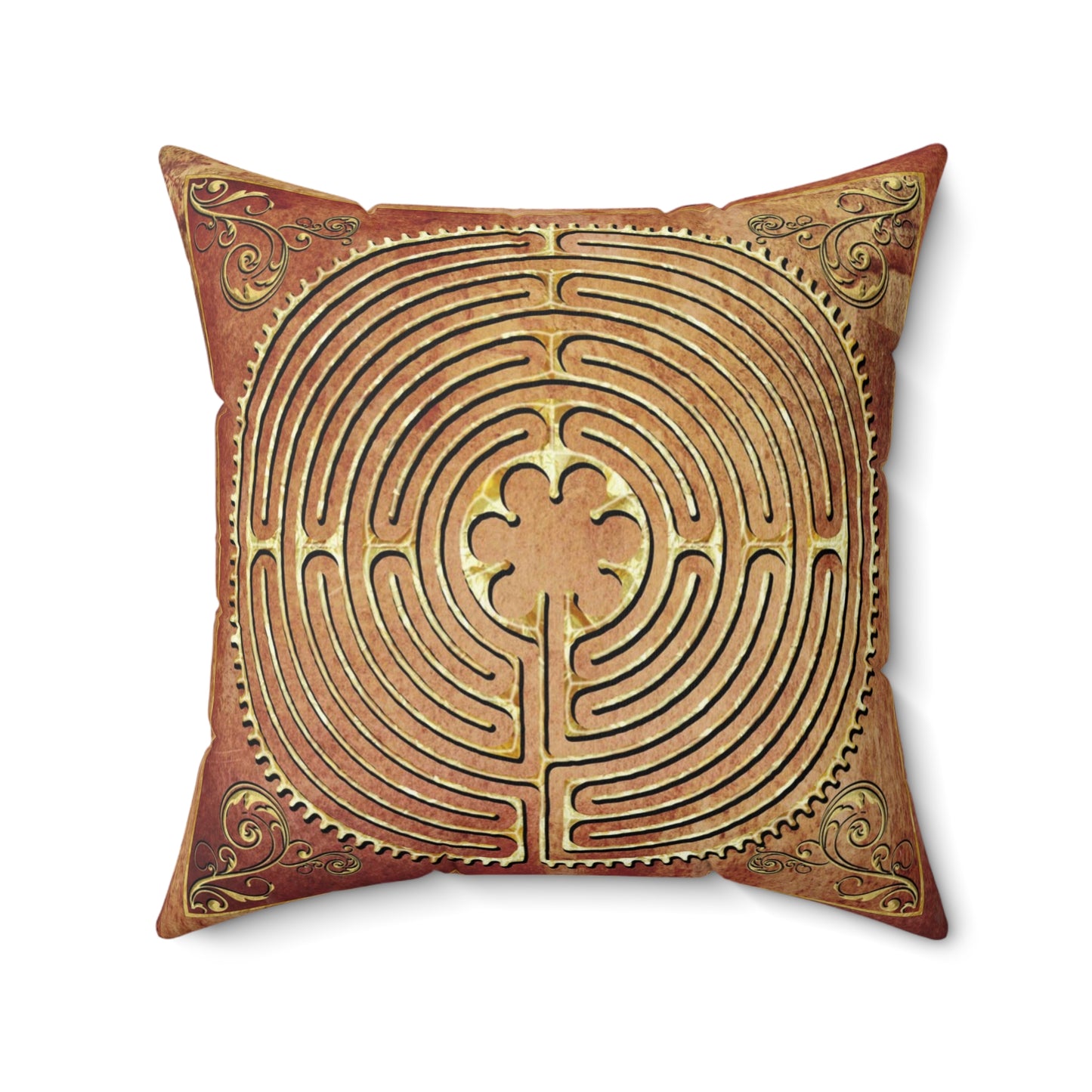 Chartres Cathedral Labyrinth Brown Texture Throw Pillow