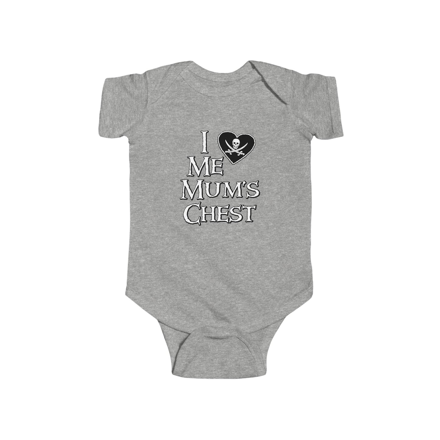 Me Mum's Chest Double Print Pirate Baby Onesie