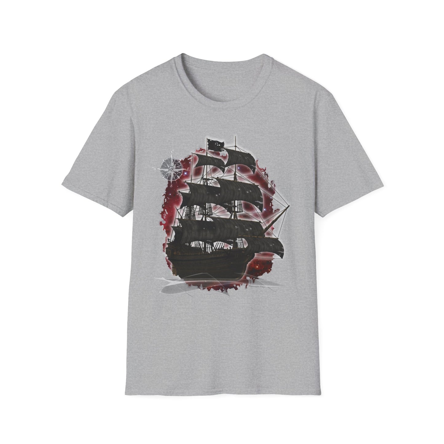 Pirate Ghost Ship Unisex SoftStyle T-Shirt - Burgundy