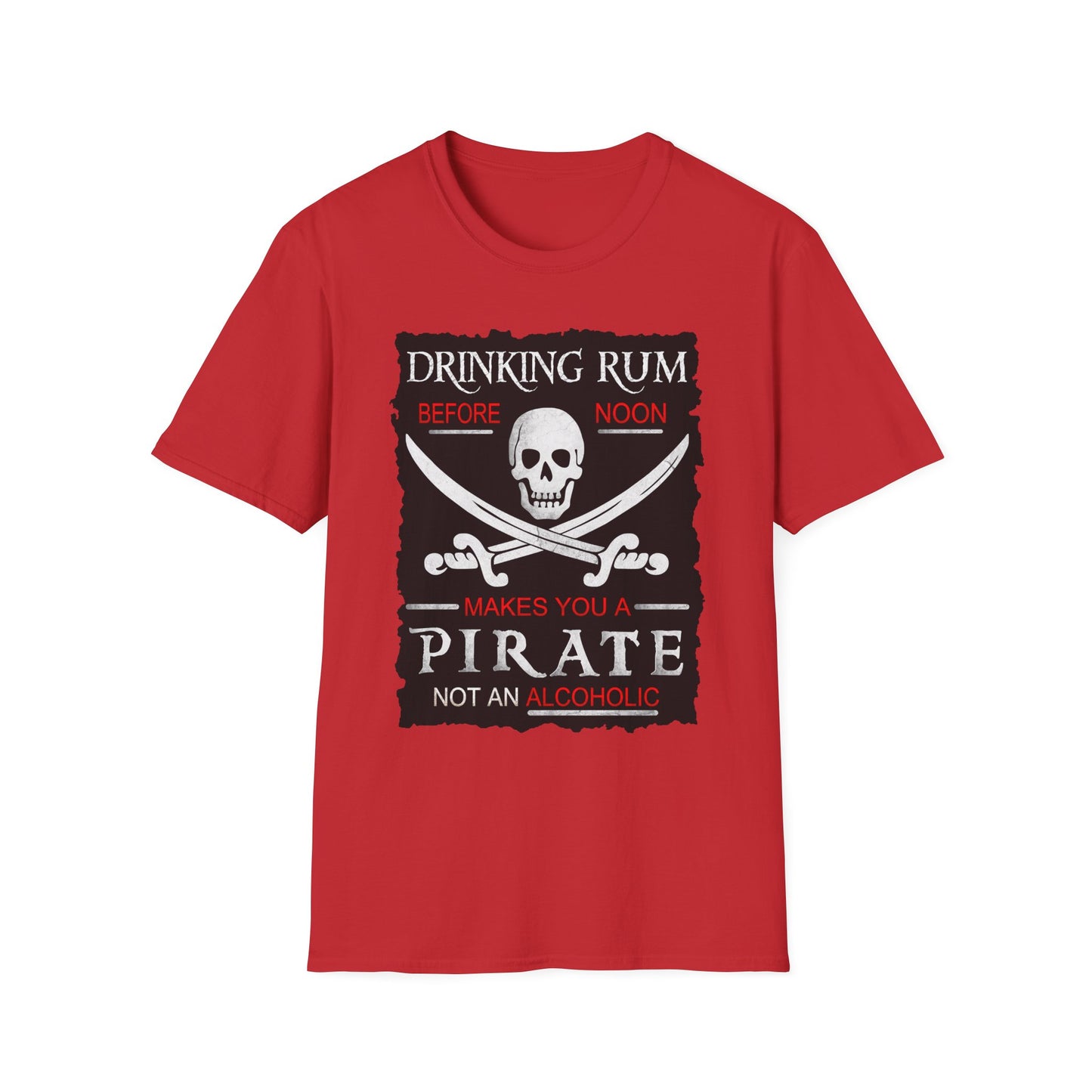 Drinking Rum Before Noon Softstyle Unisex Pirate Tee - Torn Page