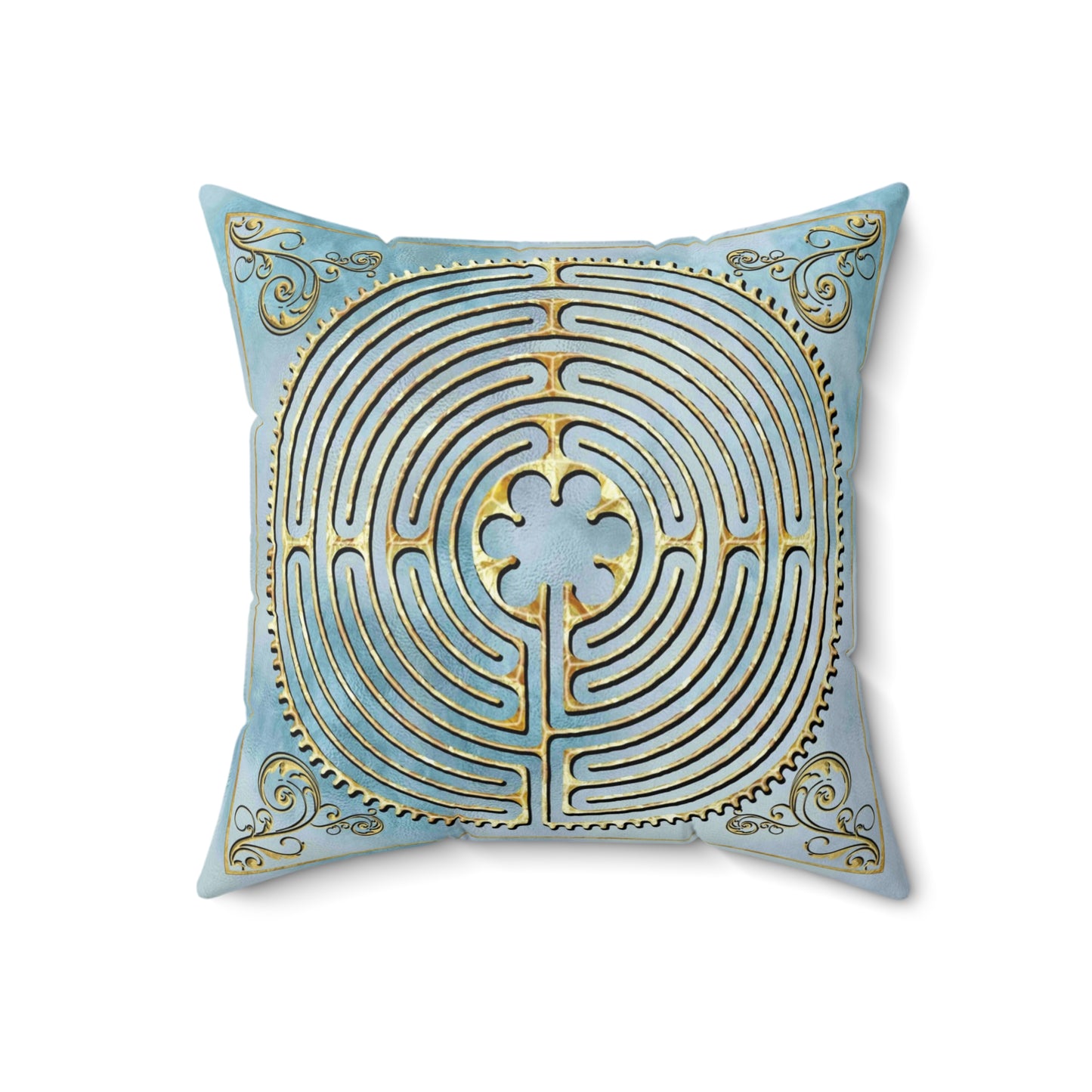 Chartres Cathedral Labyrinth Light Blue Texture Throw Pillow