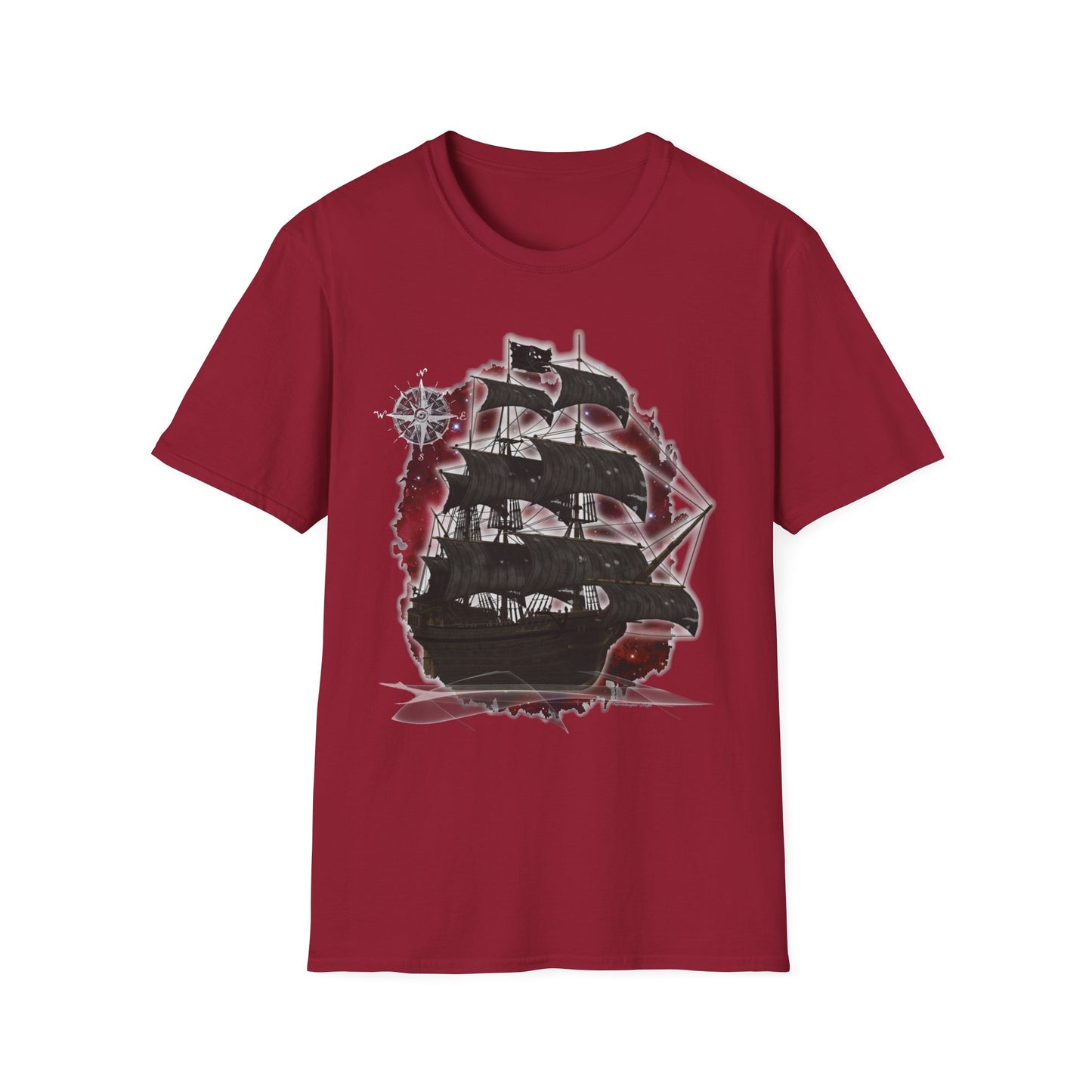 Pirate Ghost Ship Unisex SoftStyle T-Shirt - Burgundy