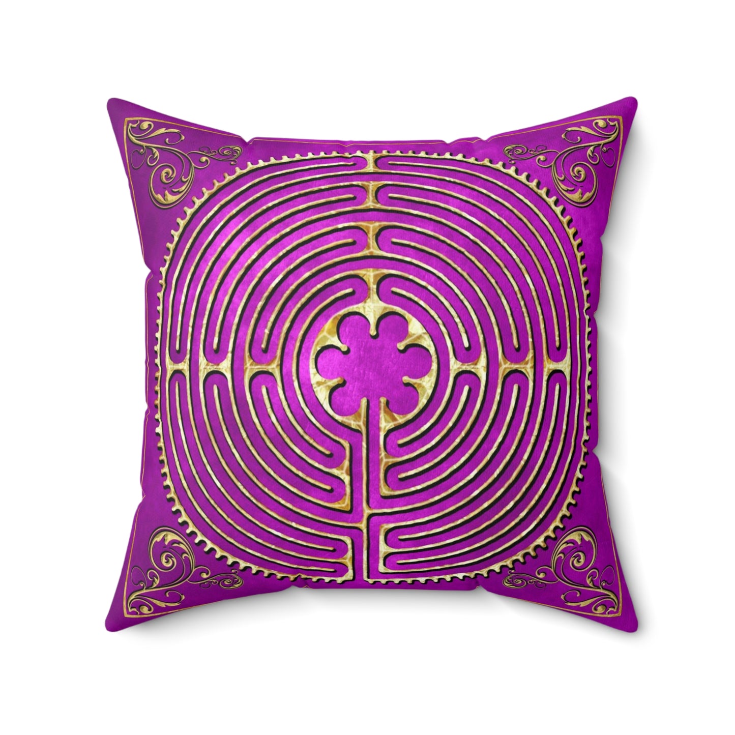 Chartres Cathedral Labyrinth Fuchsia Texture Throw Pillow