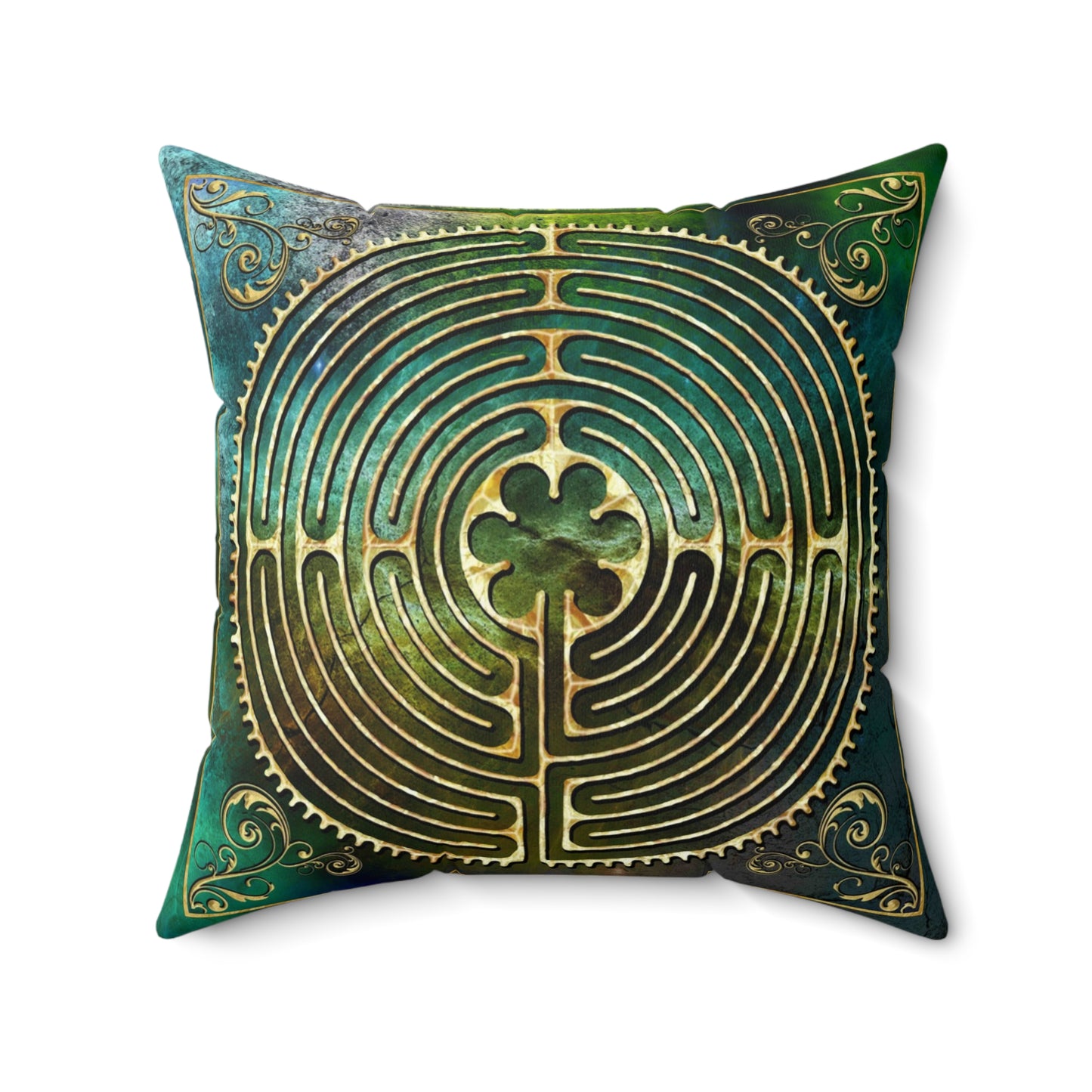 Chartres Cathedral Labyrinth Green Texture Throw Pillow