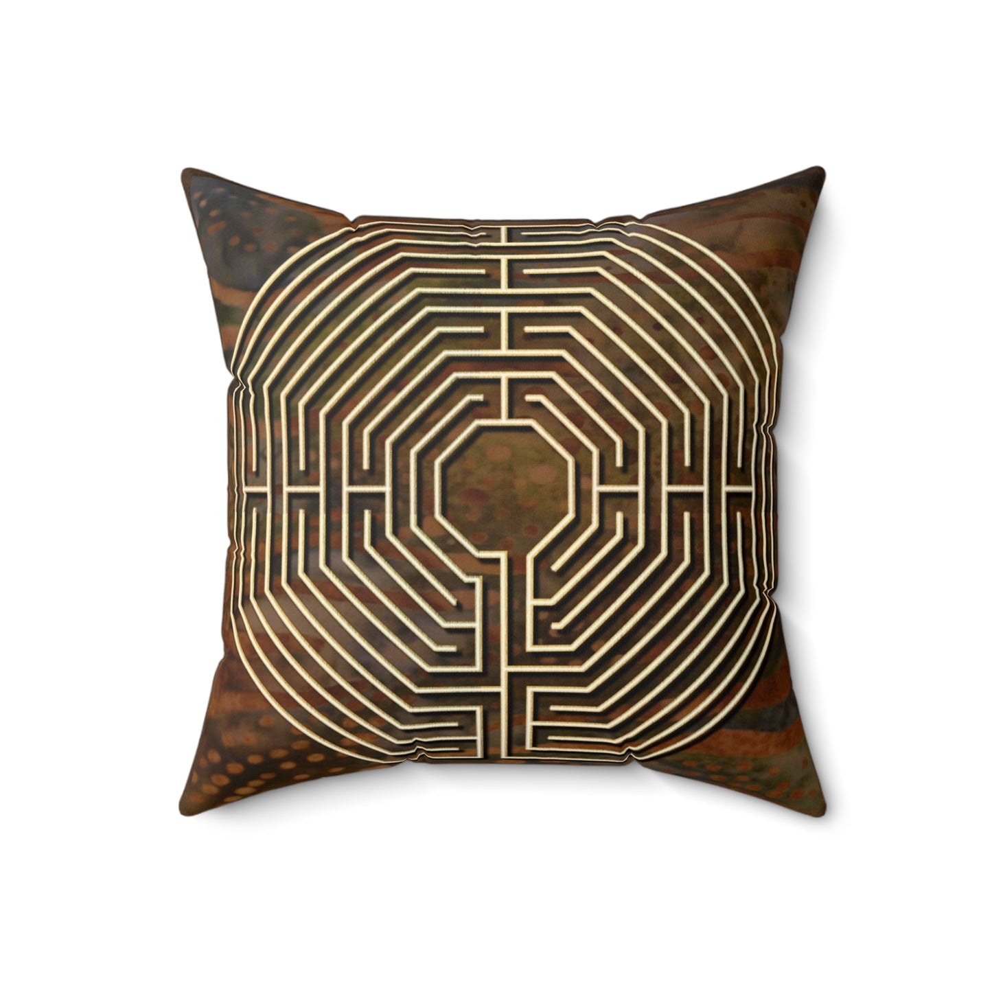 Amiens Cathedral Labyrinth Faux Suede Pillow