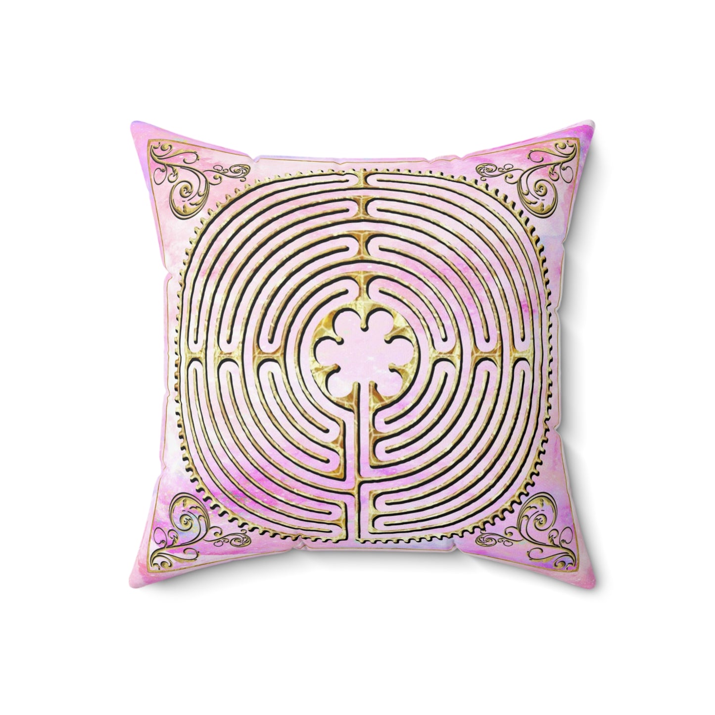Chartres Cathedral Labyrinth Pink Texture Throw Pillow