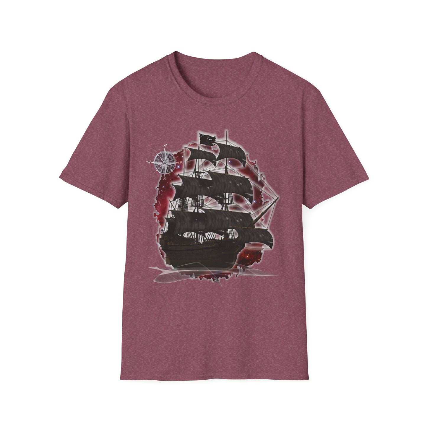 Pirate Ghost Ship Unisex SoftStyle T-Shirt - Burgundy