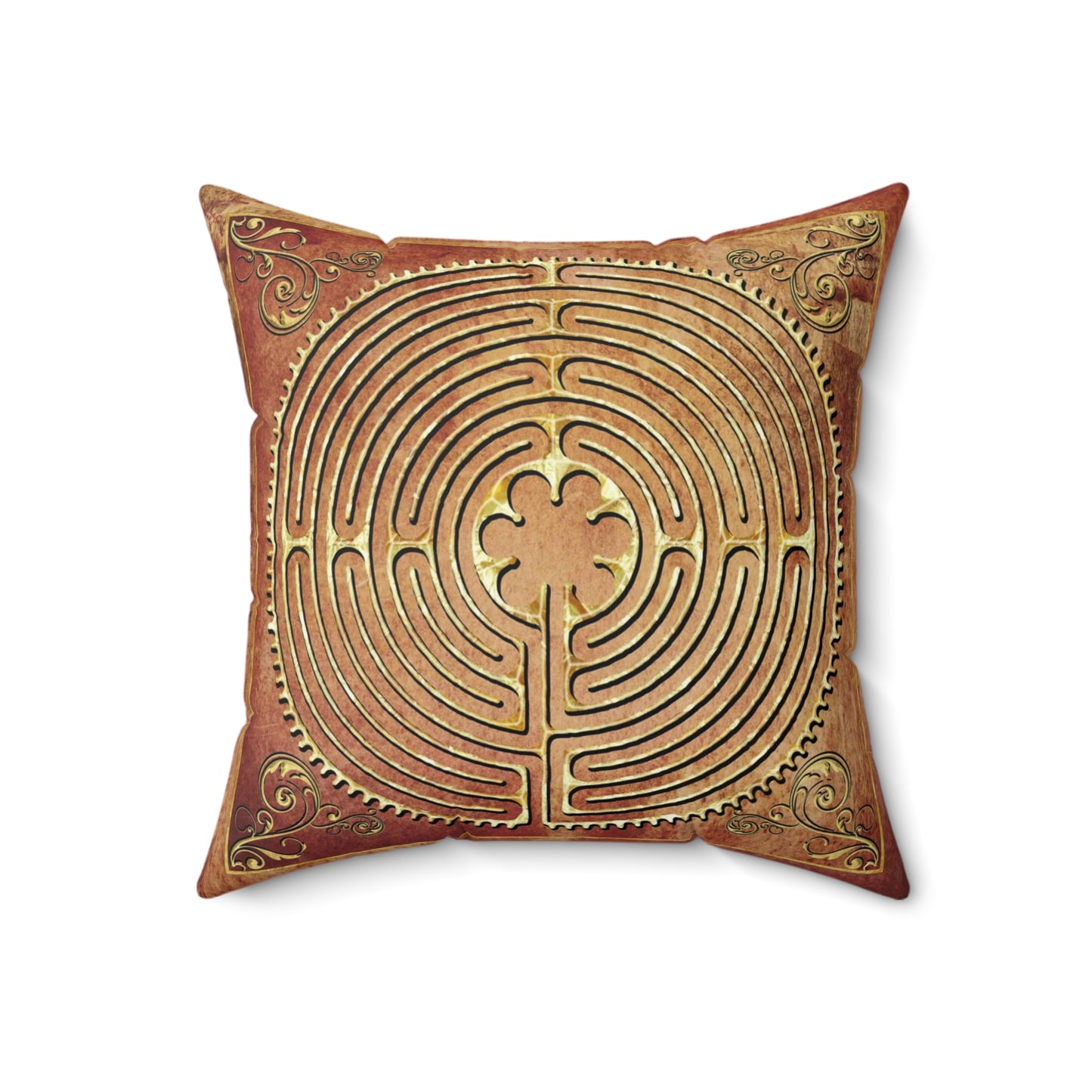 Chartres Cathedral Labyrinth Brown Texture Throw Pillow