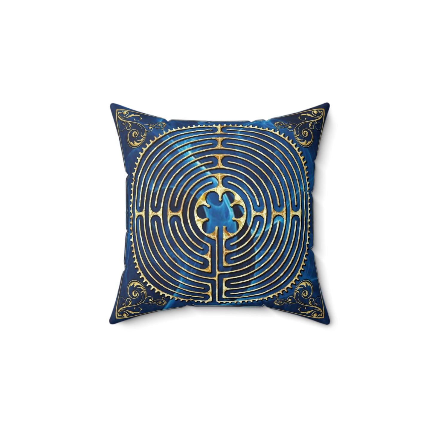 Chartres Cathedral Labyrinth Dark Blue Texture Throw Pillow