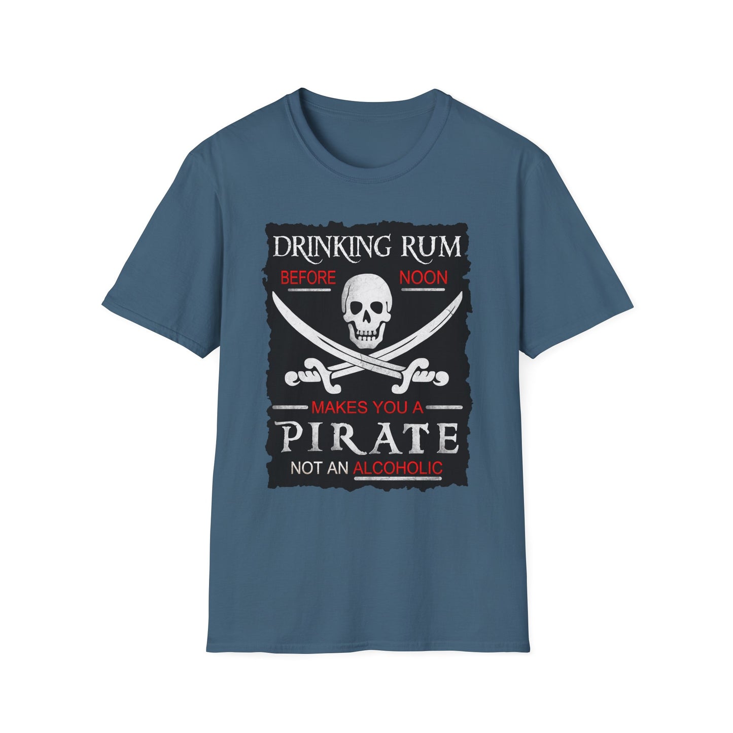 Drinking Rum Before Noon Softstyle Unisex Pirate Tee - Torn Page