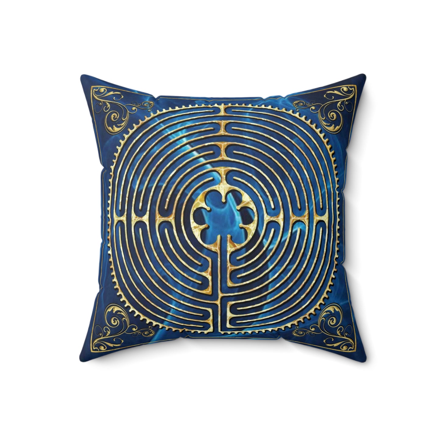 Chartres Cathedral Labyrinth Dark Blue Texture Throw Pillow