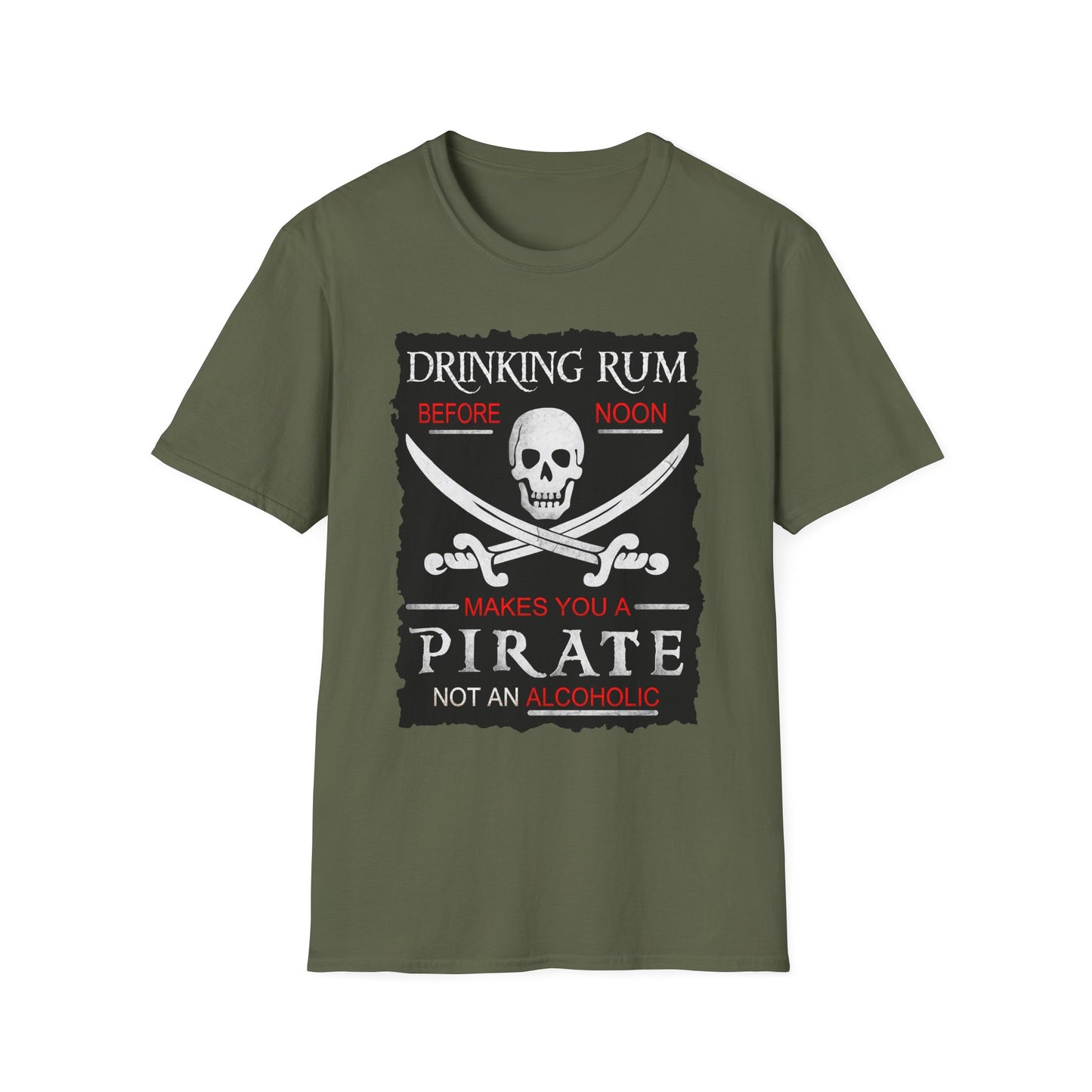 Drinking Rum Before Noon Softstyle Unisex Pirate Tee - Torn Page