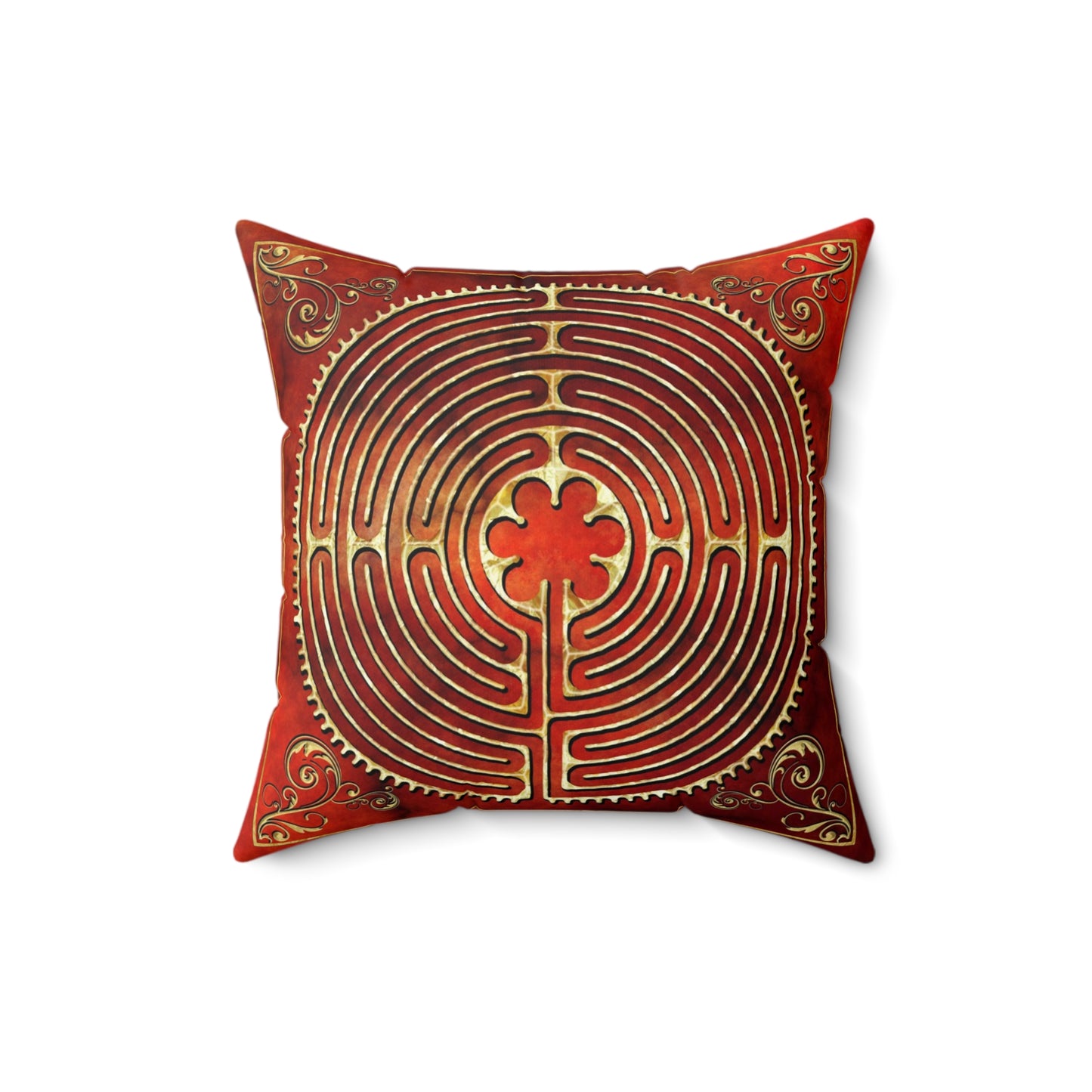 Chartres Cathedral Labyrinth Orange Texture Throw Pillow