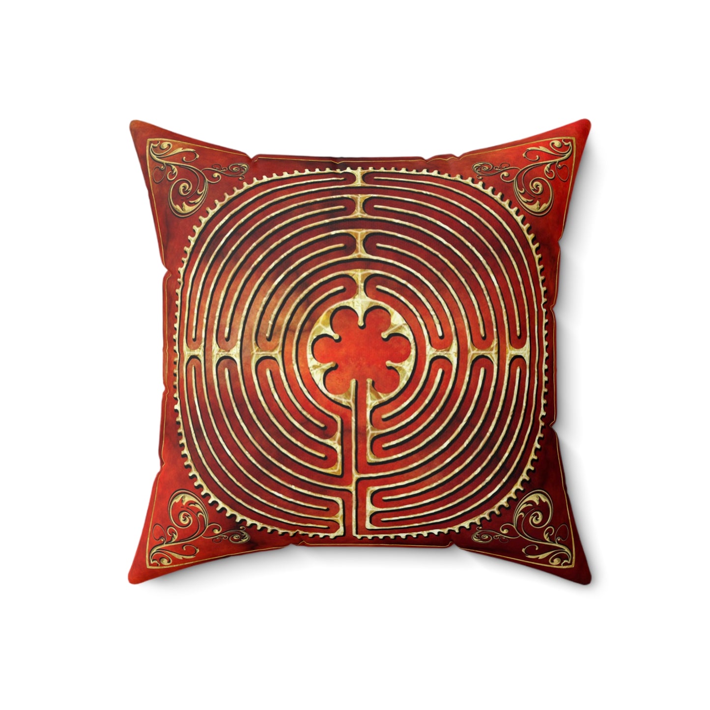 Chartres Cathedral Labyrinth Orange Texture Throw Pillow