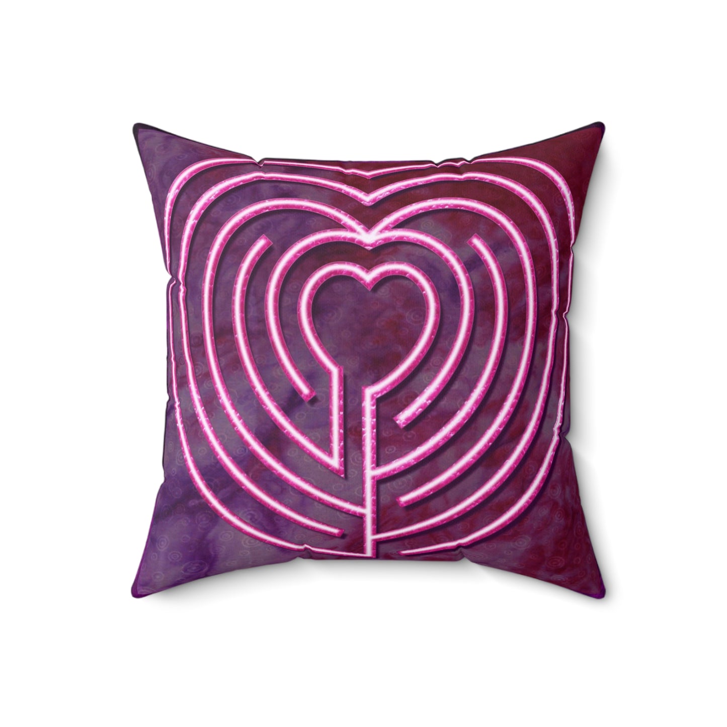 Heart Labyrinth Faux Suede Pillow