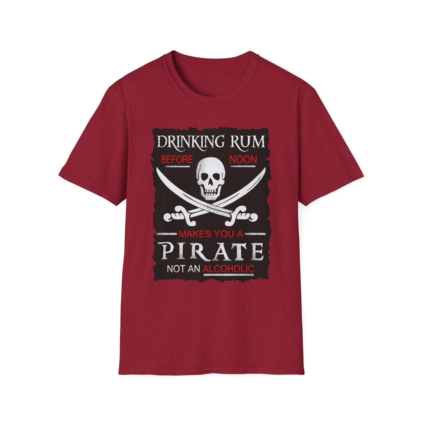 Drinking Rum Before Noon Softstyle Unisex Pirate Tee - Torn Page