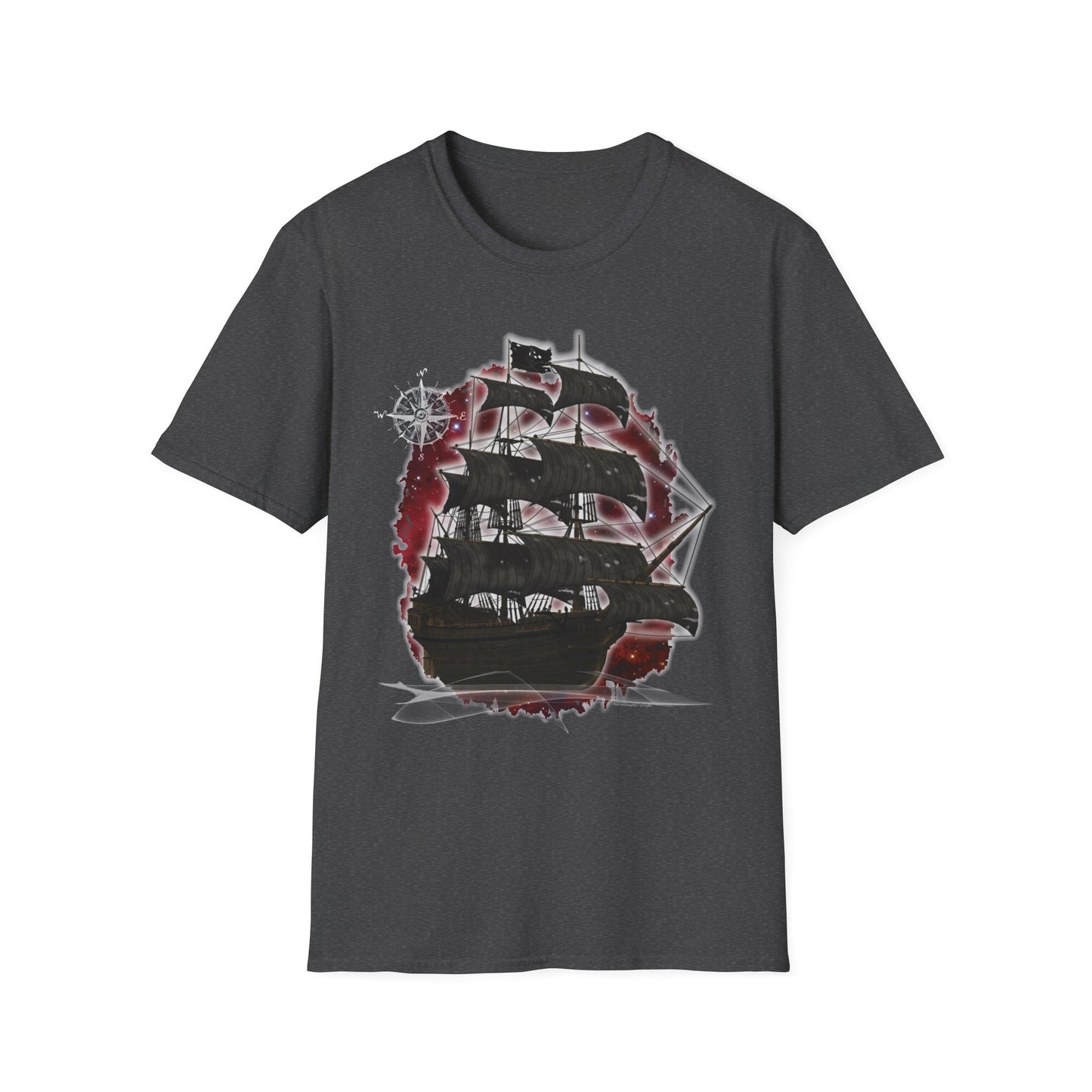 Pirate Ghost Ship Unisex SoftStyle T-Shirt - Burgundy