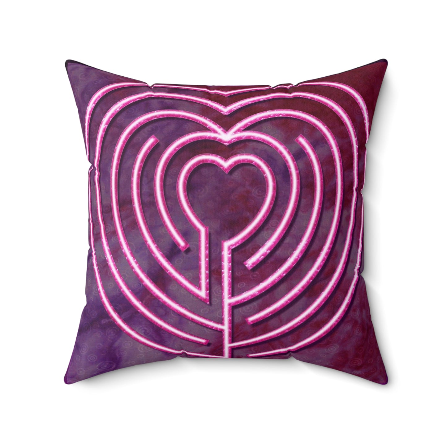 Heart Labyrinth Faux Suede Pillow