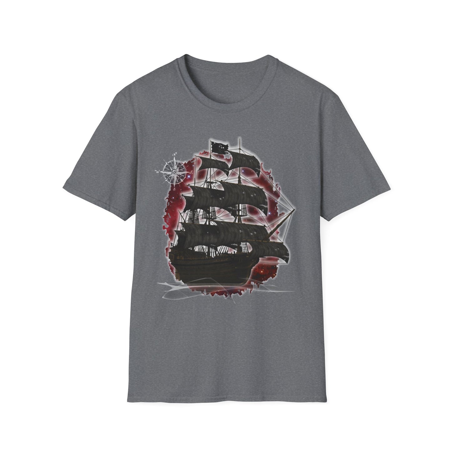 Pirate Ghost Ship Unisex SoftStyle T-Shirt - Burgundy