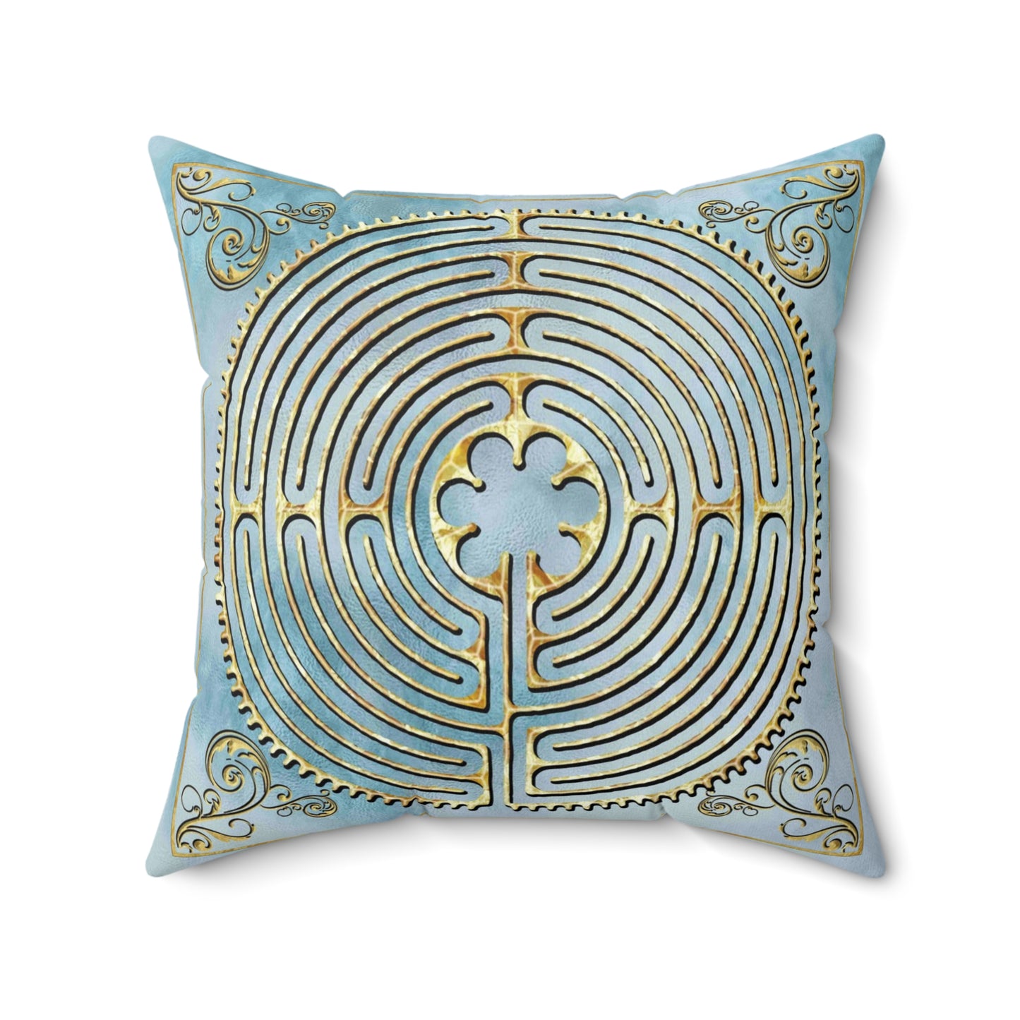 Chartres Cathedral Labyrinth Light Blue Texture Throw Pillow