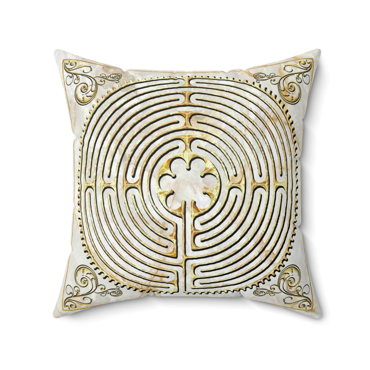 Chartres Cathedral Labyrinth White Texture Throw Pillow