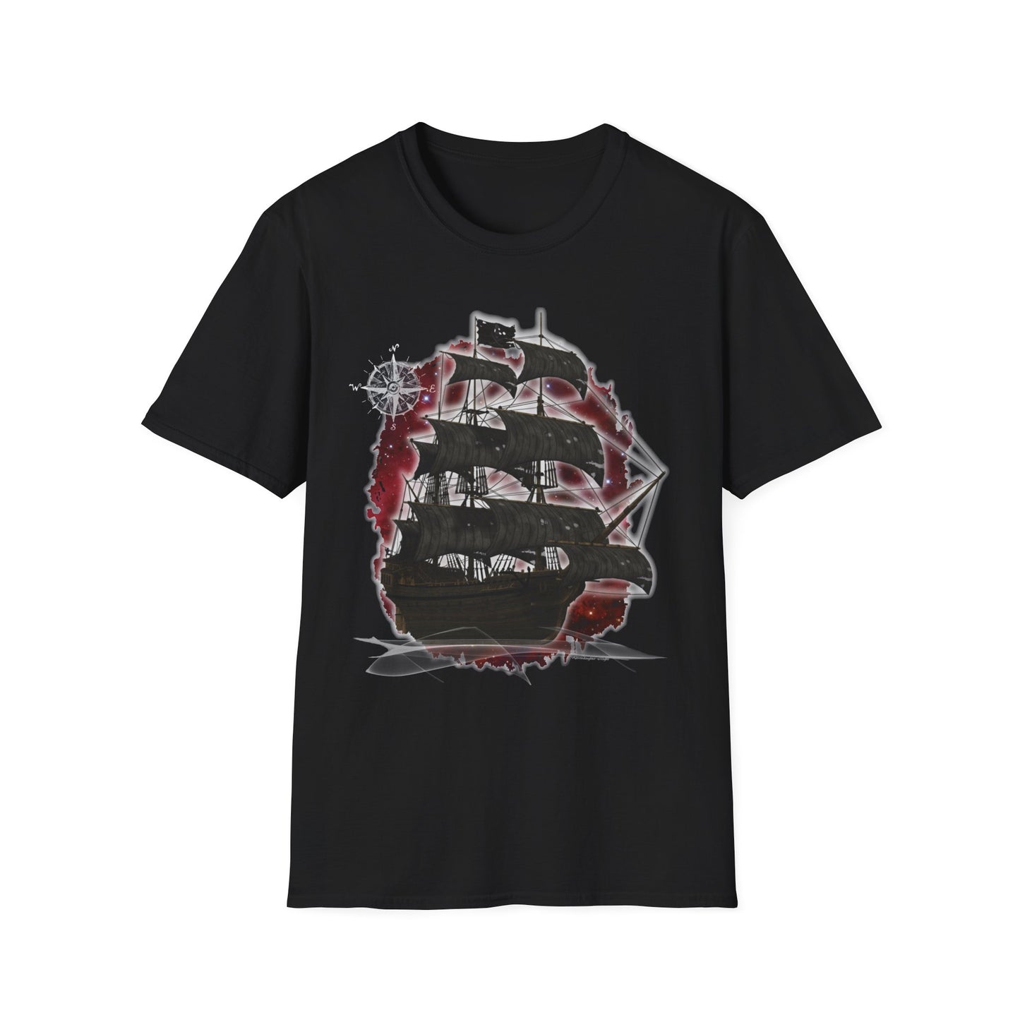 Pirate Ghost Ship Unisex SoftStyle T-Shirt - Burgundy