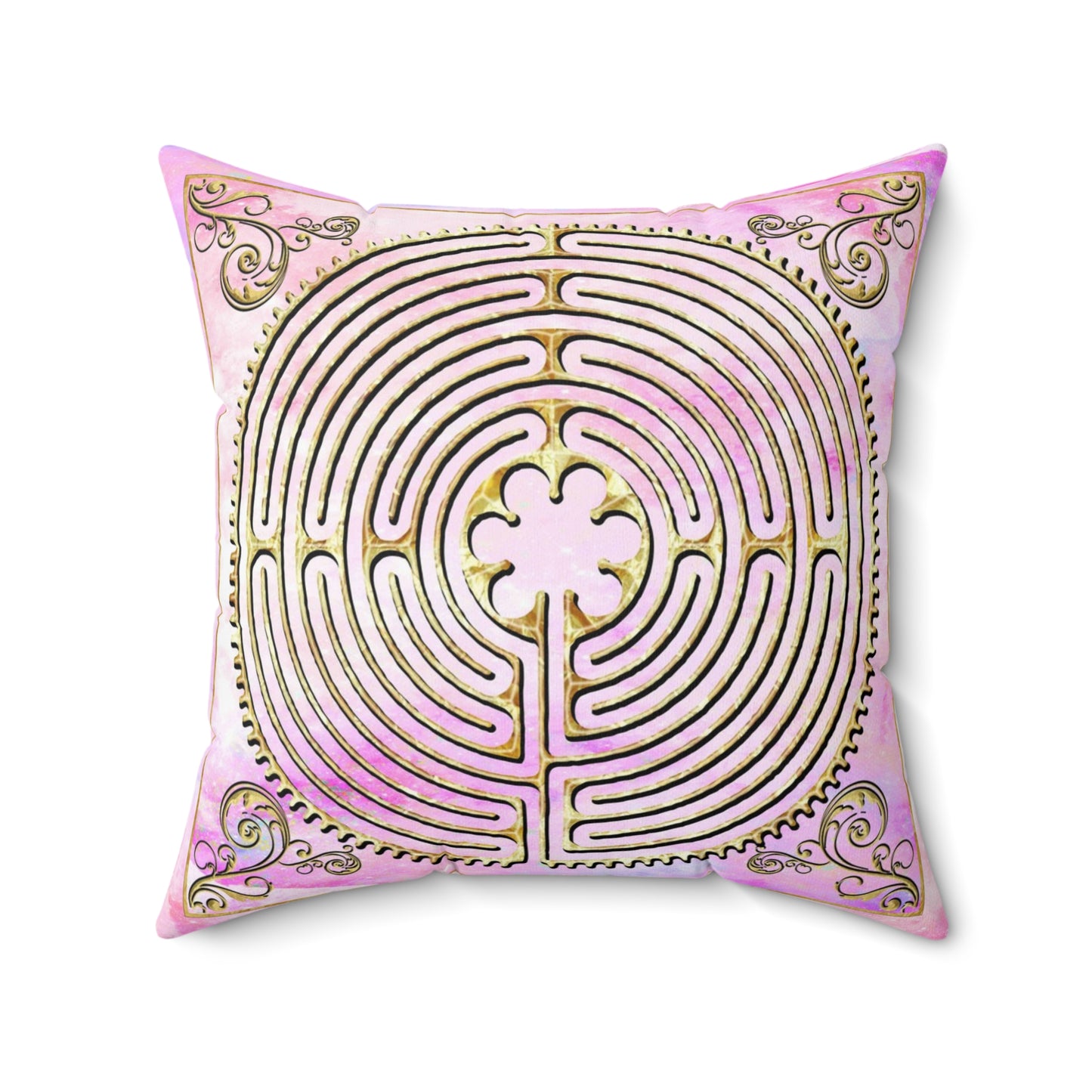 Chartres Cathedral Labyrinth Pink Texture Throw Pillow