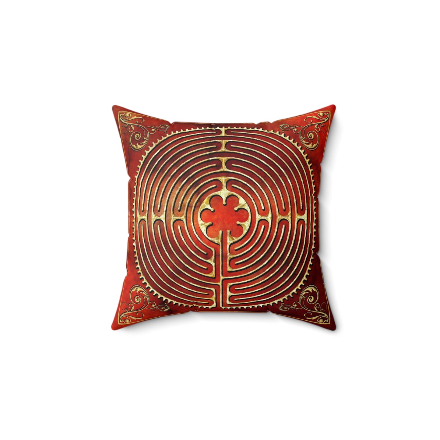 Chartres Cathedral Labyrinth Orange Texture Throw Pillow
