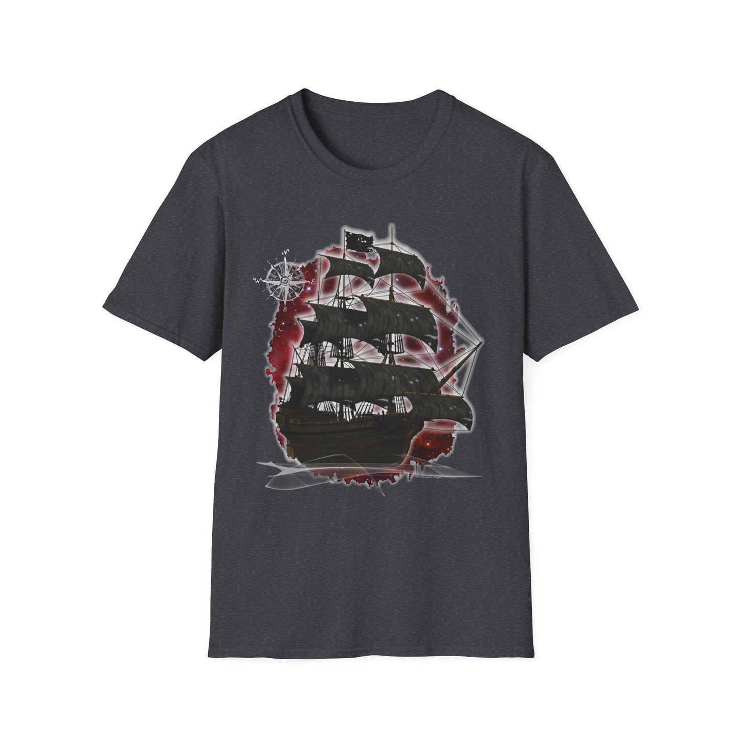 Pirate Ghost Ship Unisex SoftStyle T-Shirt - Burgundy