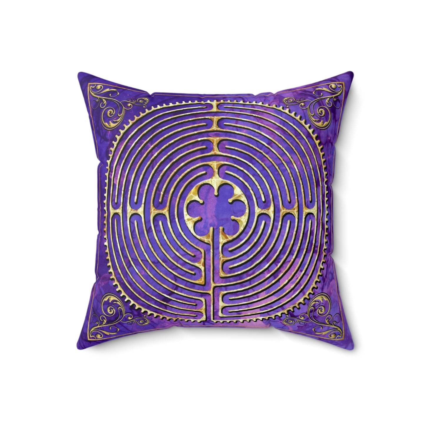 Chartres Cathedral Labyrinth Purple Texture Throw Pillow