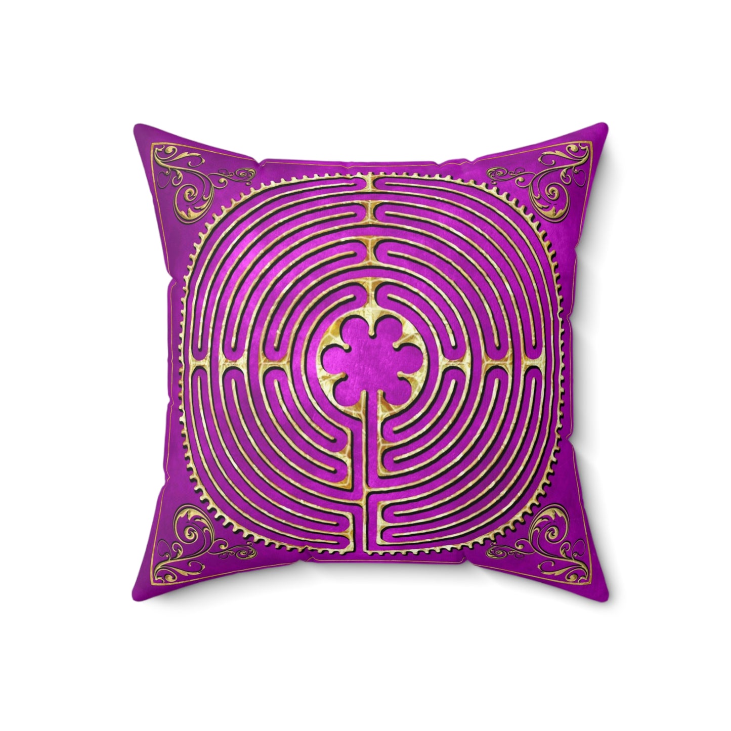 Chartres Cathedral Labyrinth Fuchsia Texture Throw Pillow