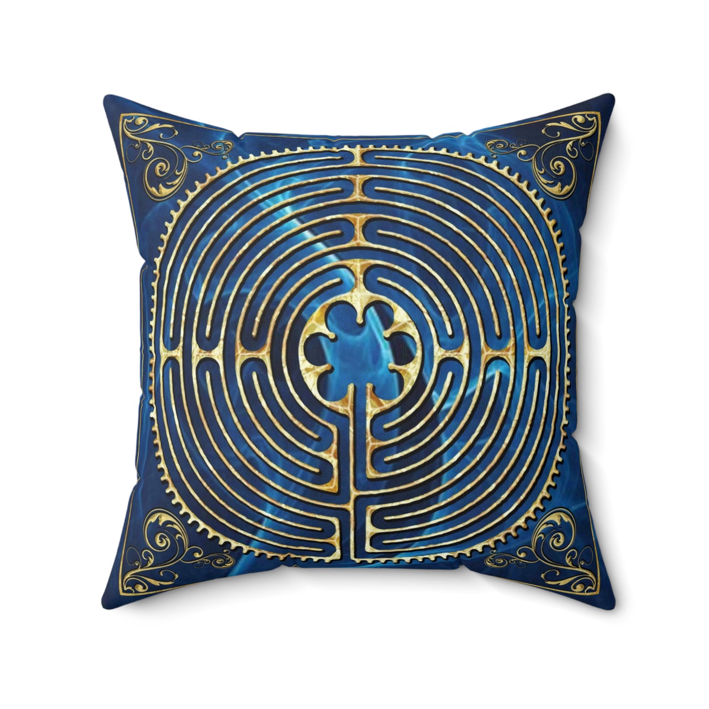 Chartres Cathedral Labyrinth Dark Blue Texture Throw Pillow