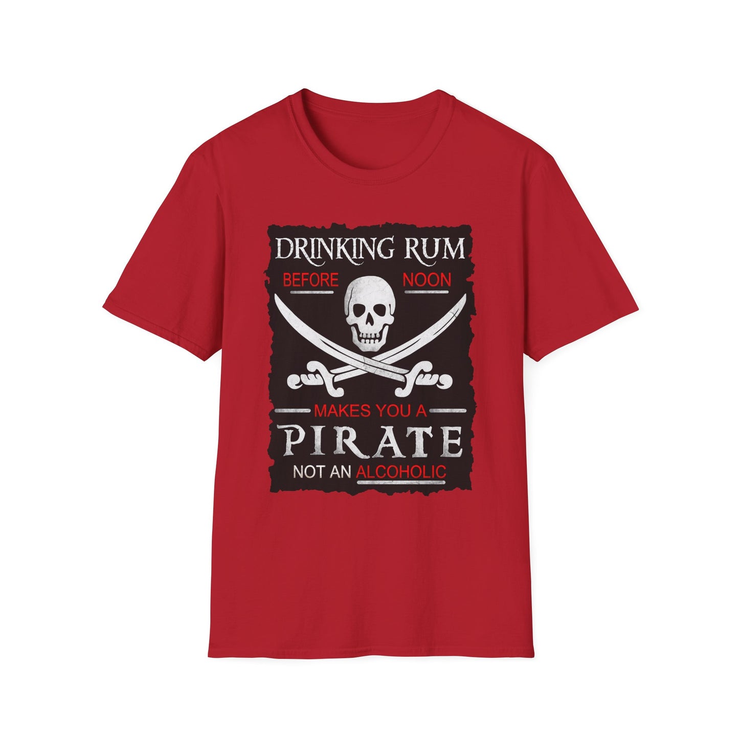 Drinking Rum Before Noon Softstyle Unisex Pirate Tee - Torn Page