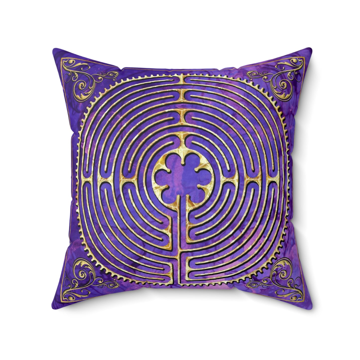 Chartres Cathedral Labyrinth Purple Texture Throw Pillow