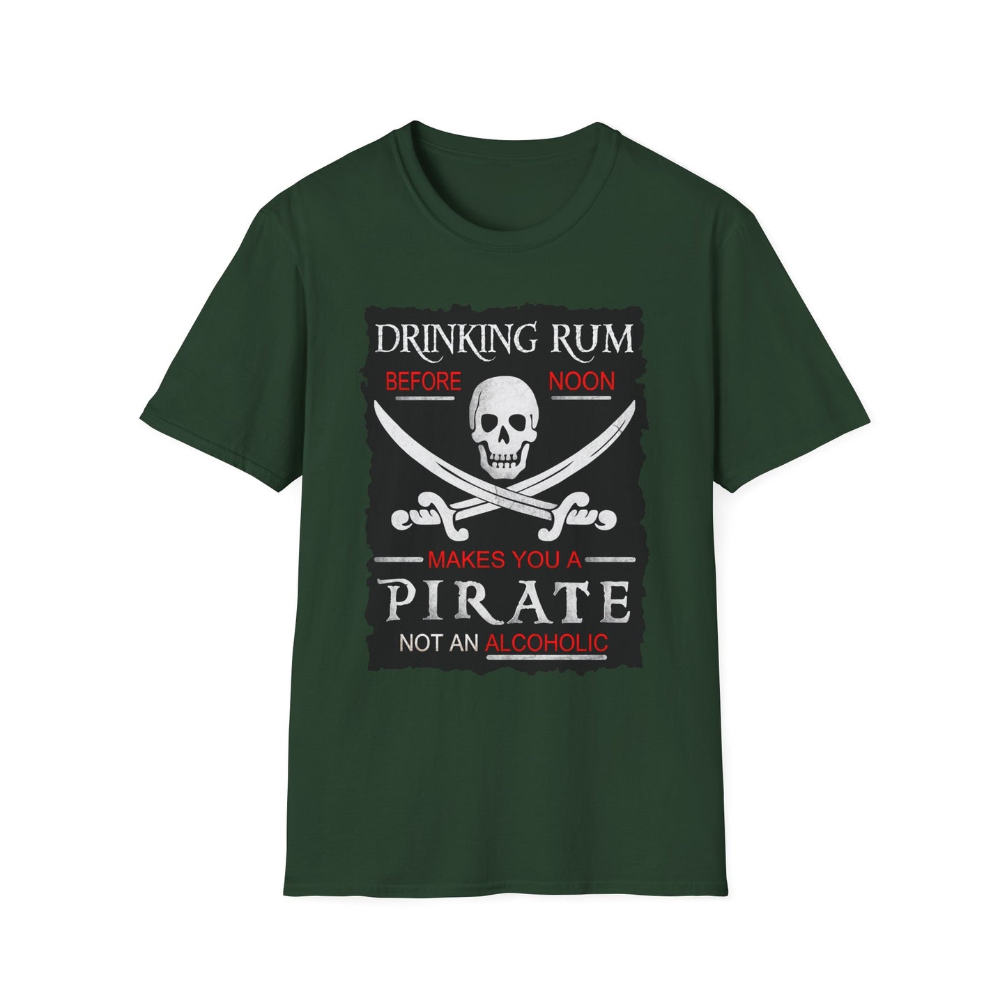 Drinking Rum Before Noon Softstyle Unisex Pirate Tee - Torn Page