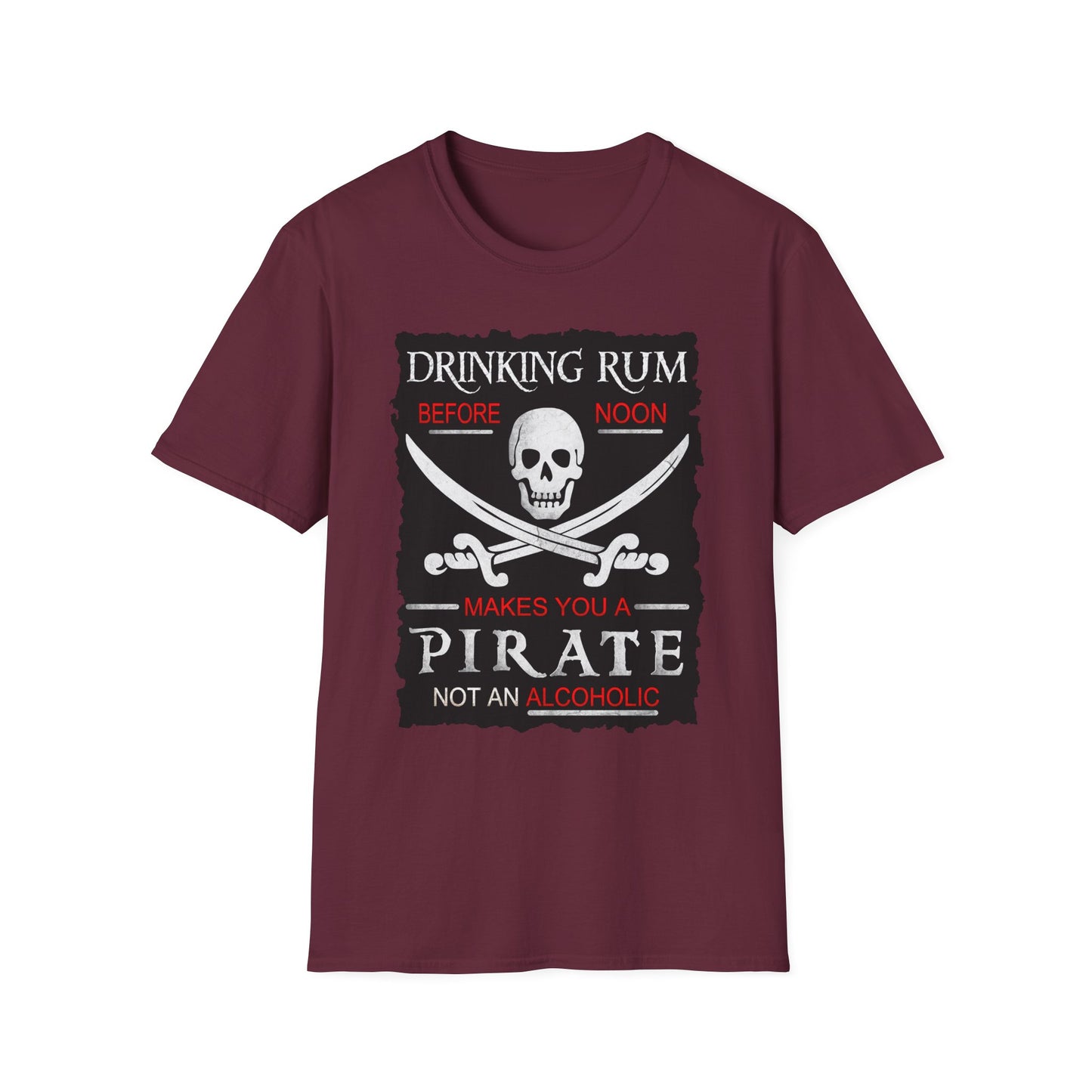 Drinking Rum Before Noon Softstyle Unisex Pirate Tee - Torn Page