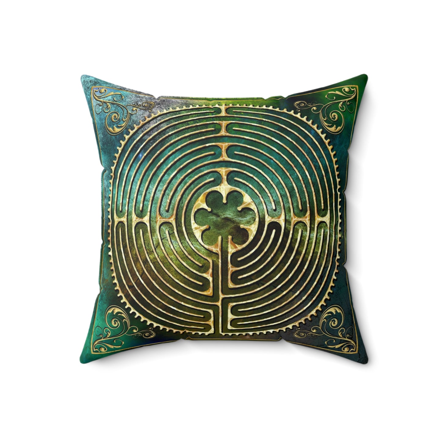 Chartres Cathedral Labyrinth Green Texture Throw Pillow