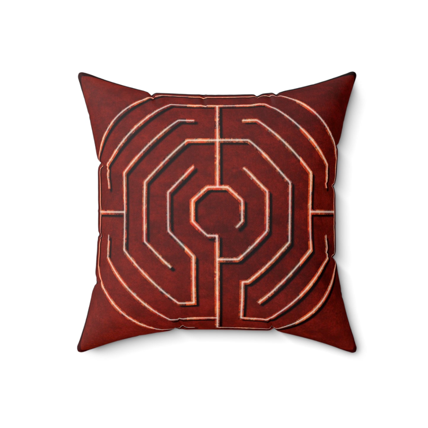 Octagon Labyrinth Faux Suede Pillow