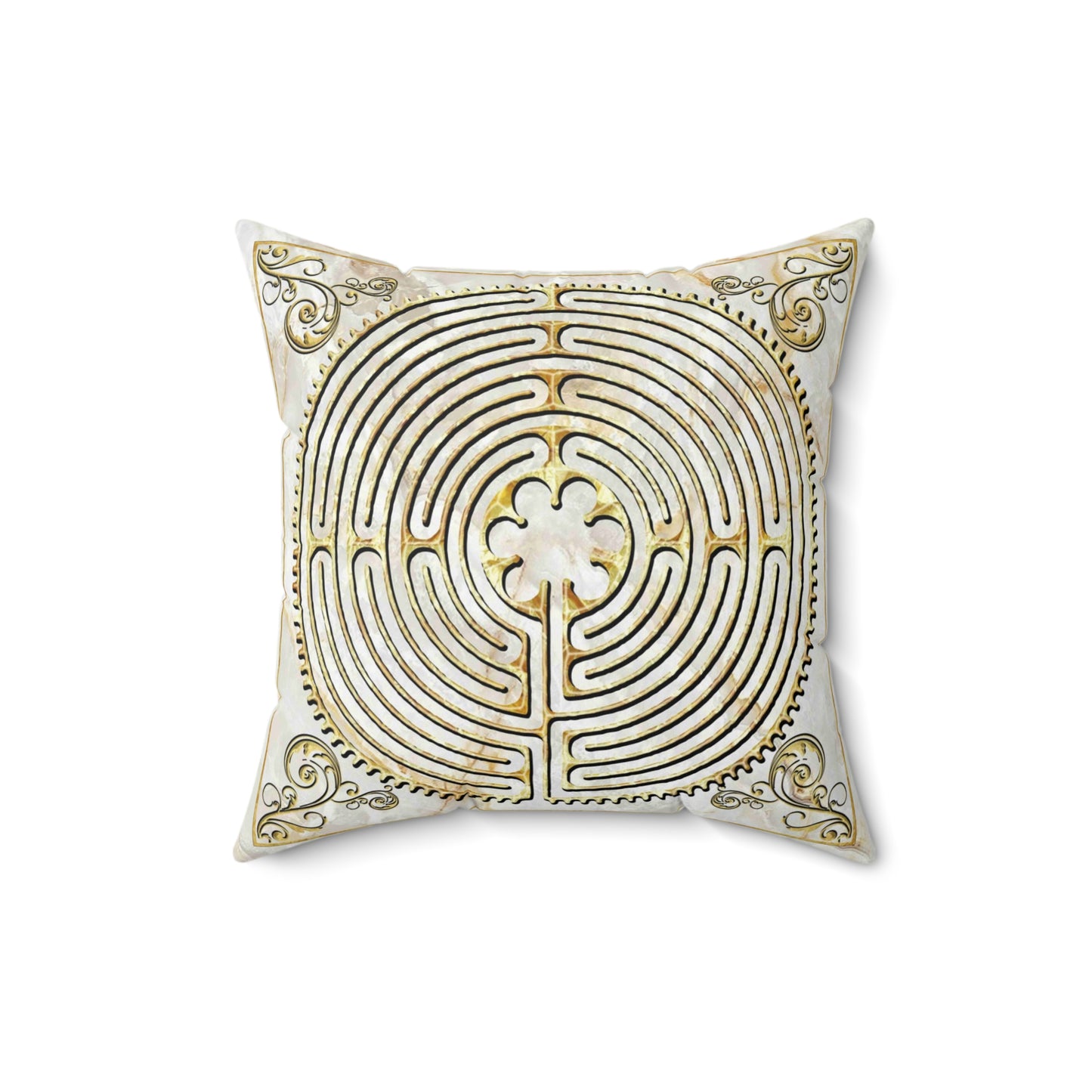 Chartres Cathedral Labyrinth White Texture Throw Pillow