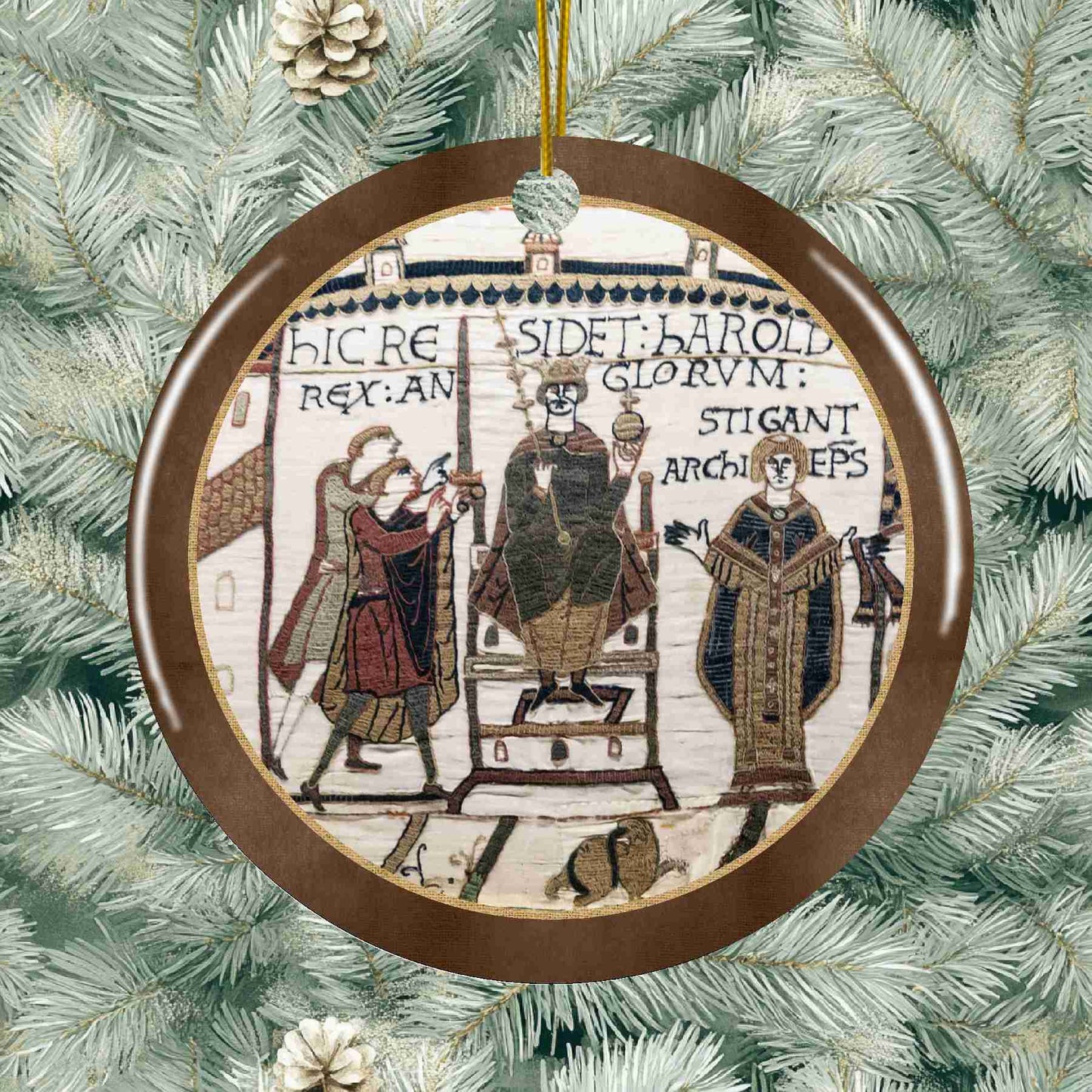 Bayeux Tapestry Ceramic Holiday Ornament - Harold Godwinson