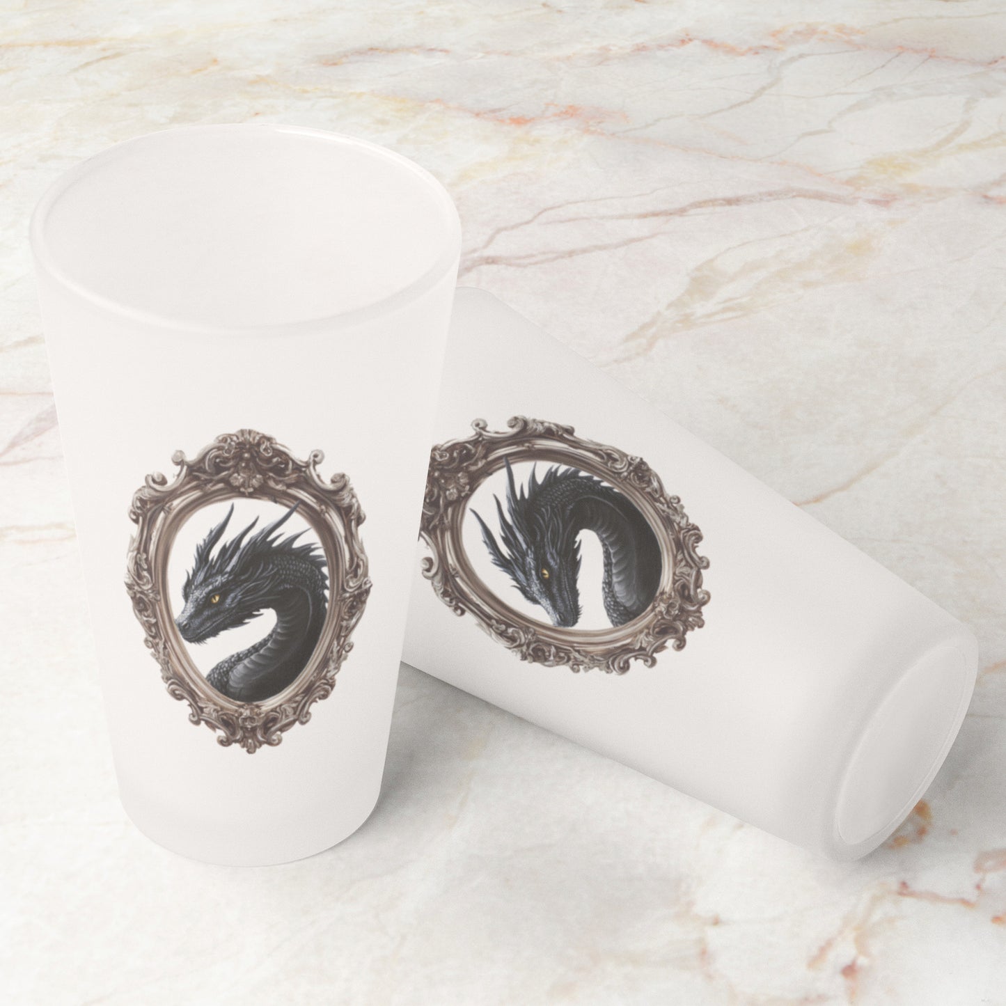 Black Dragon Frosted Pint Glass