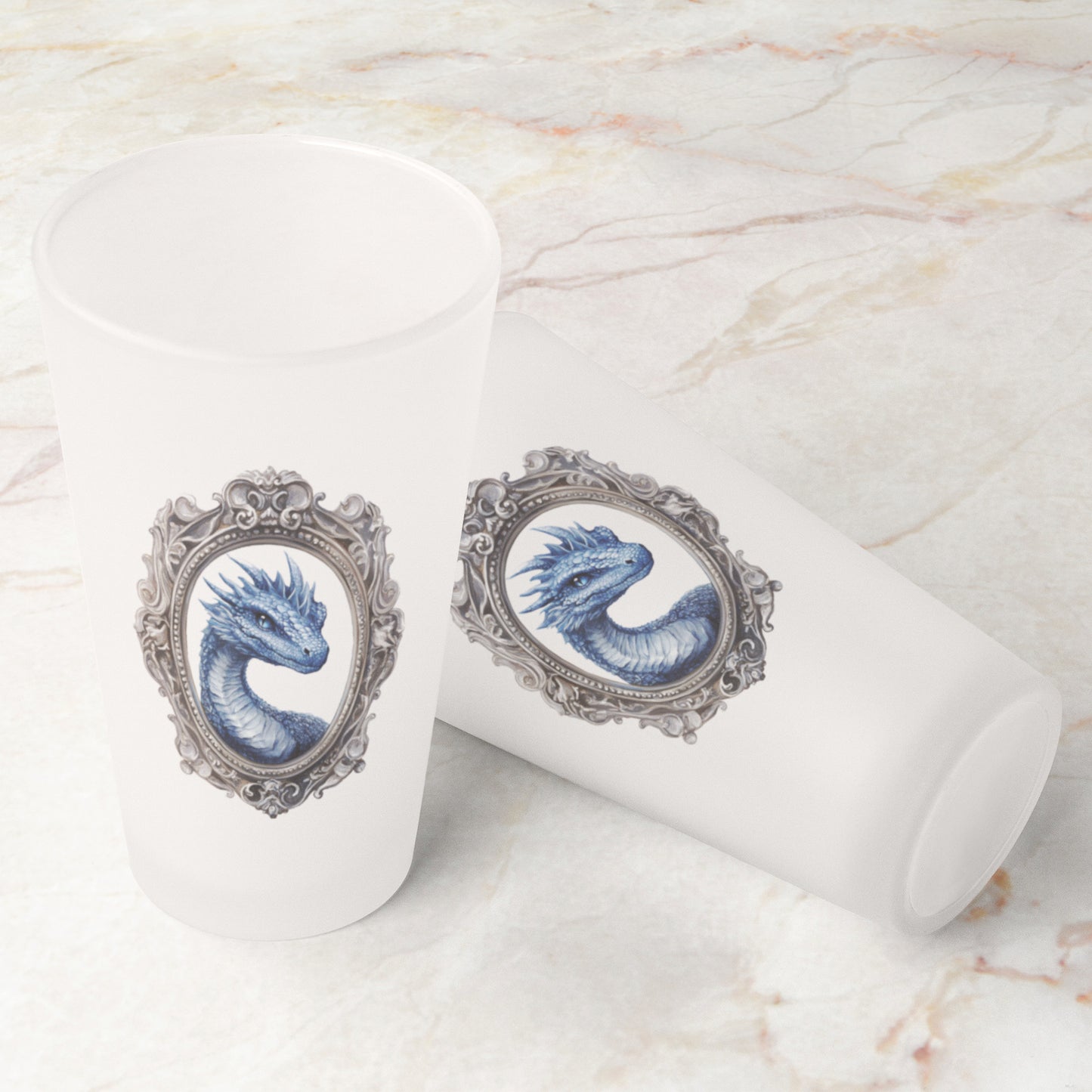 Blue Dragon Frosted Pint Glass