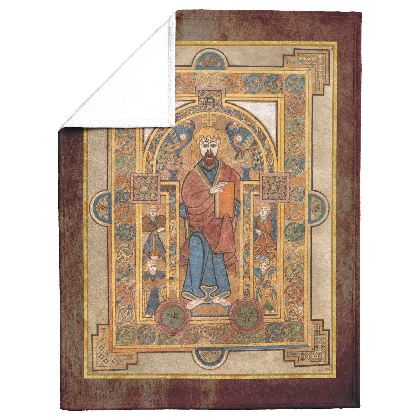 Book of Kells Celtic Fleece Blanket - Christ Enthroned