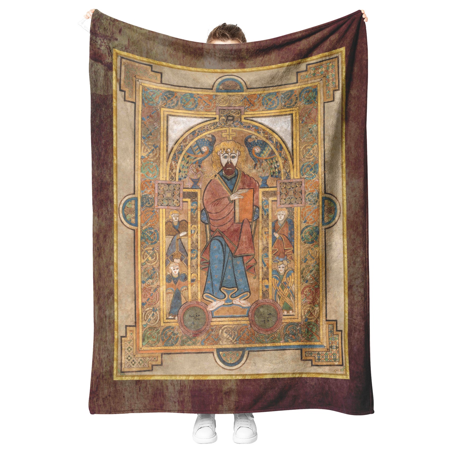 Book of Kells Celtic Fleece Blanket - Christ Enthroned