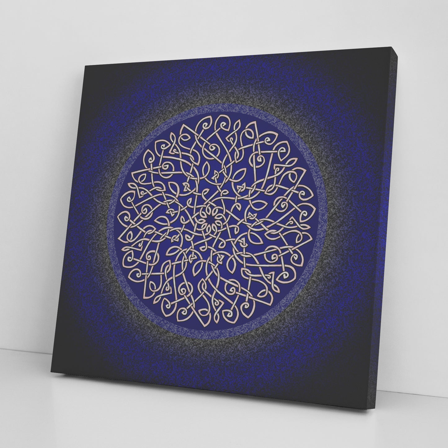CELTIC ART BURST IN DARK BLUE CANVAS WALL ART - new