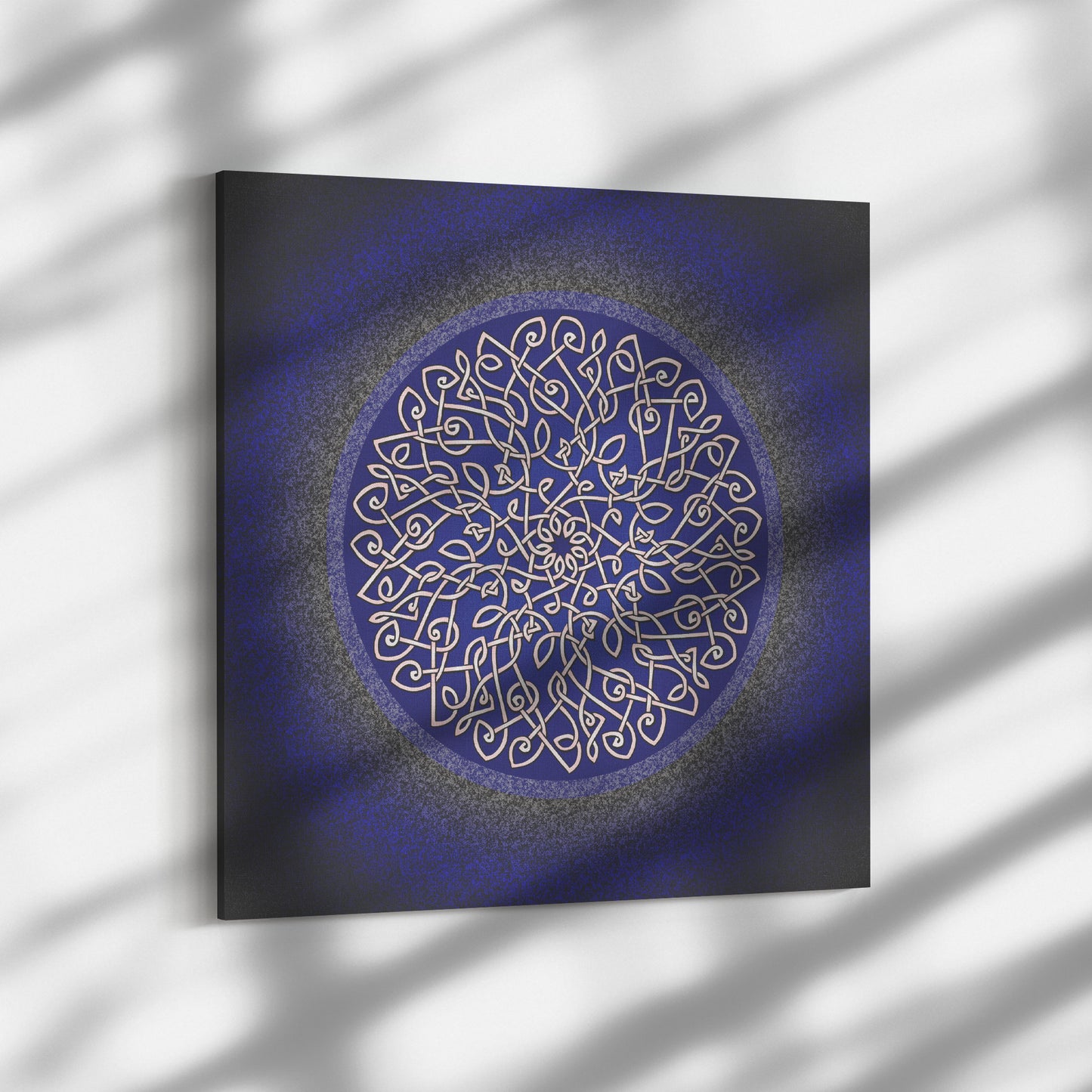 CELTIC ART BURST IN DARK BLUE CANVAS WALL ART - new