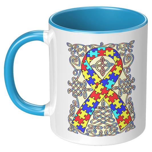 Celtic Art Awareness Ribbon Coffee Mug - Autism