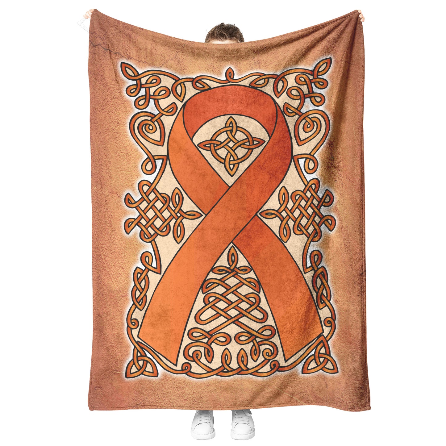 Celtic Awareness Ribbon Fleece Blanket - Orange