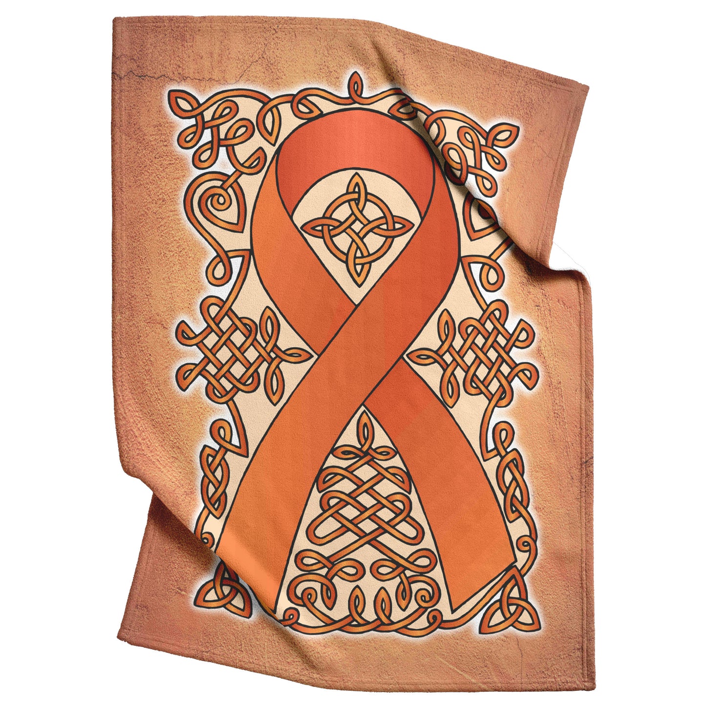 Celtic Awareness Ribbon Fleece Blanket - Orange