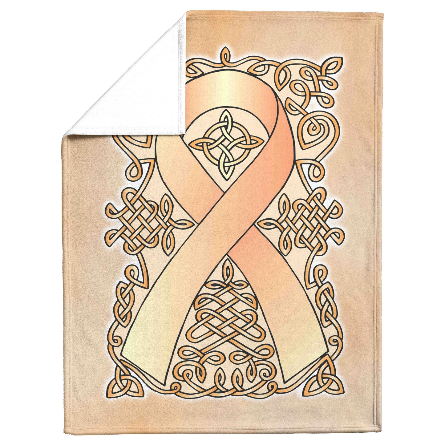 Celtic Awareness Ribbon Fleece Blanket - Peach